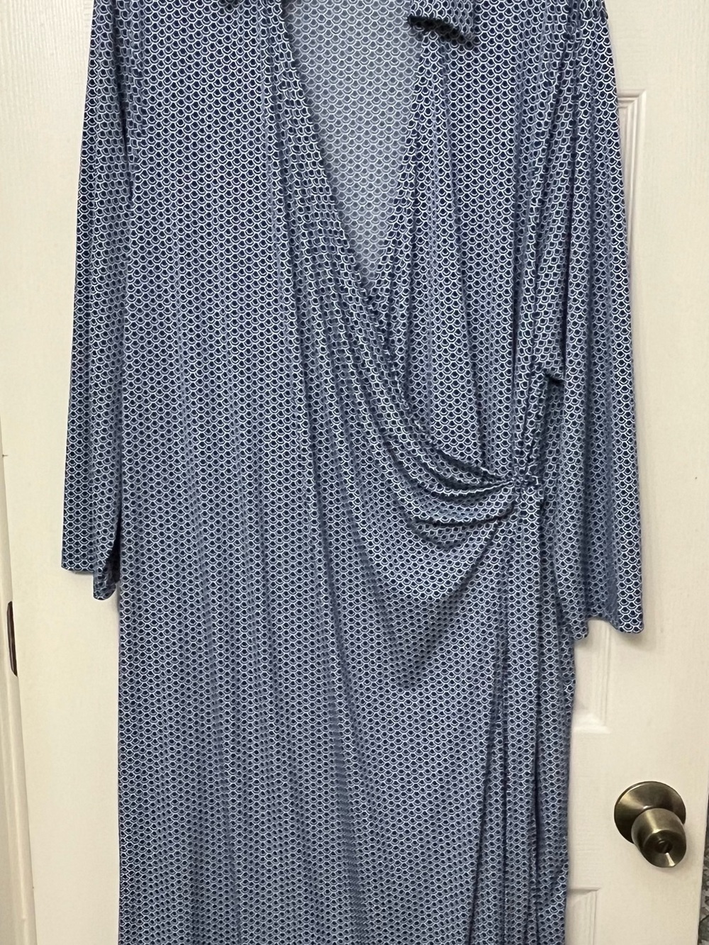 The Limited Blue Patterned Long-Sleeve Wrap Dress